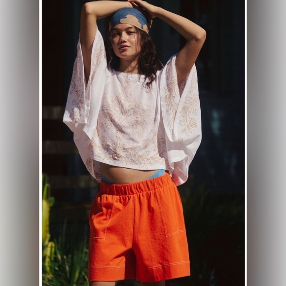 Free People Pants - Free People Beach Strada Shorts LARGE NWOT in Tangerine Tango